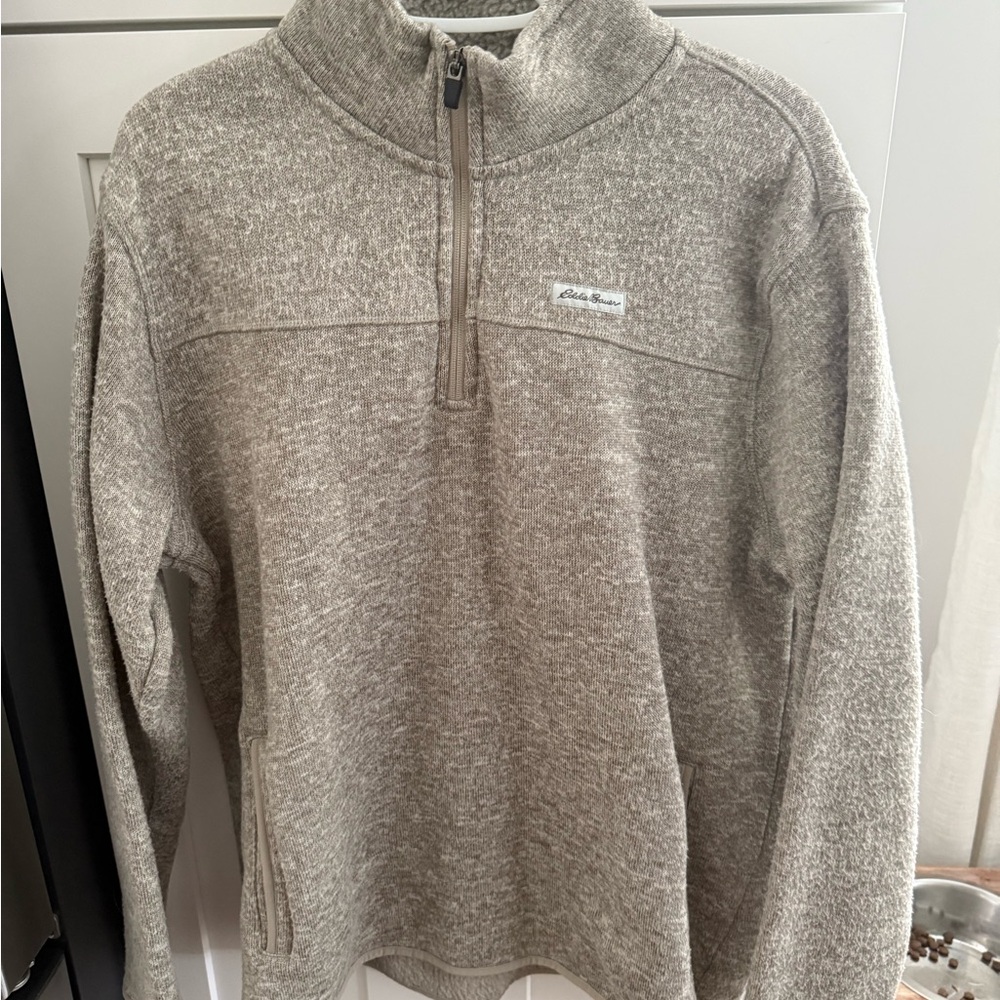 Eddie Bauer Tan Zip Up Sweater with Classic Style